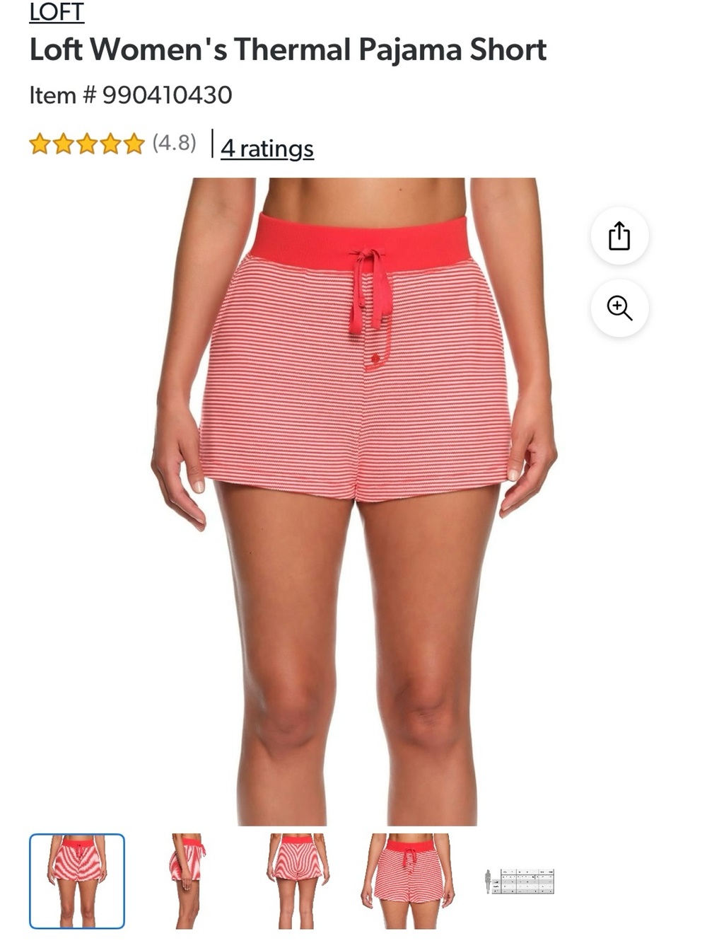 LOFT Pajama Shorts in Red Stripe